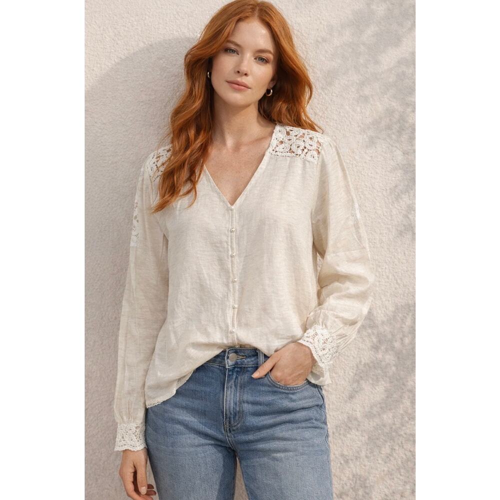 R335 B. Young BYissy 20” ptp Medium Frill Shirt $72 MSRP Marshmallow R0000335
